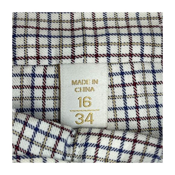 Gold Label Roundtree & Yorke Dress Shirt Men's 16 Multi Check Cotton Button-Down - Picture 3 of 8